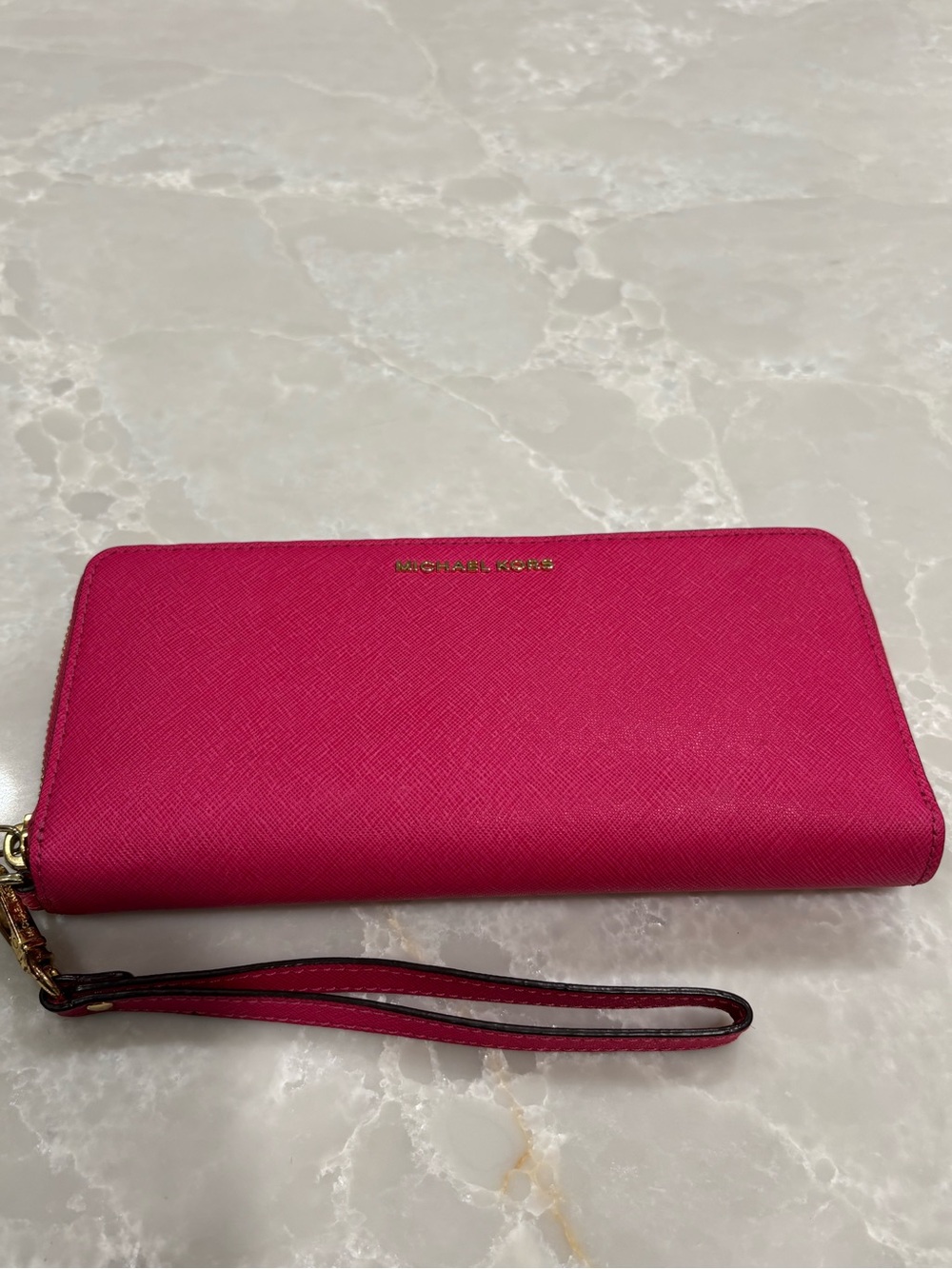 Michael Kors Hot Pink Zip-Around Wristlet Wallet